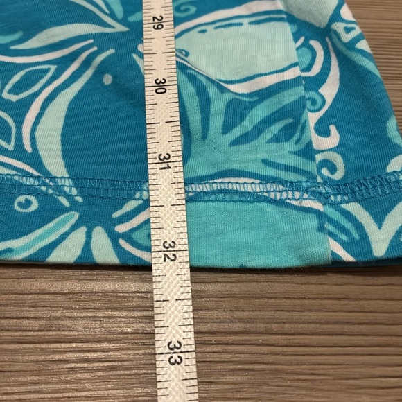 Lilly Pulitzer Juliet T-shirt Dress Turquoise White 3/4 sleeves V-neck Size S - Picture 5 of 9